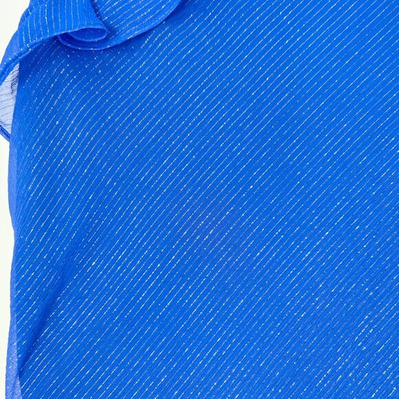 NWT Saloni Tamara Ruffle Metallic Pinstripe Maxi - Picture 8 of 13